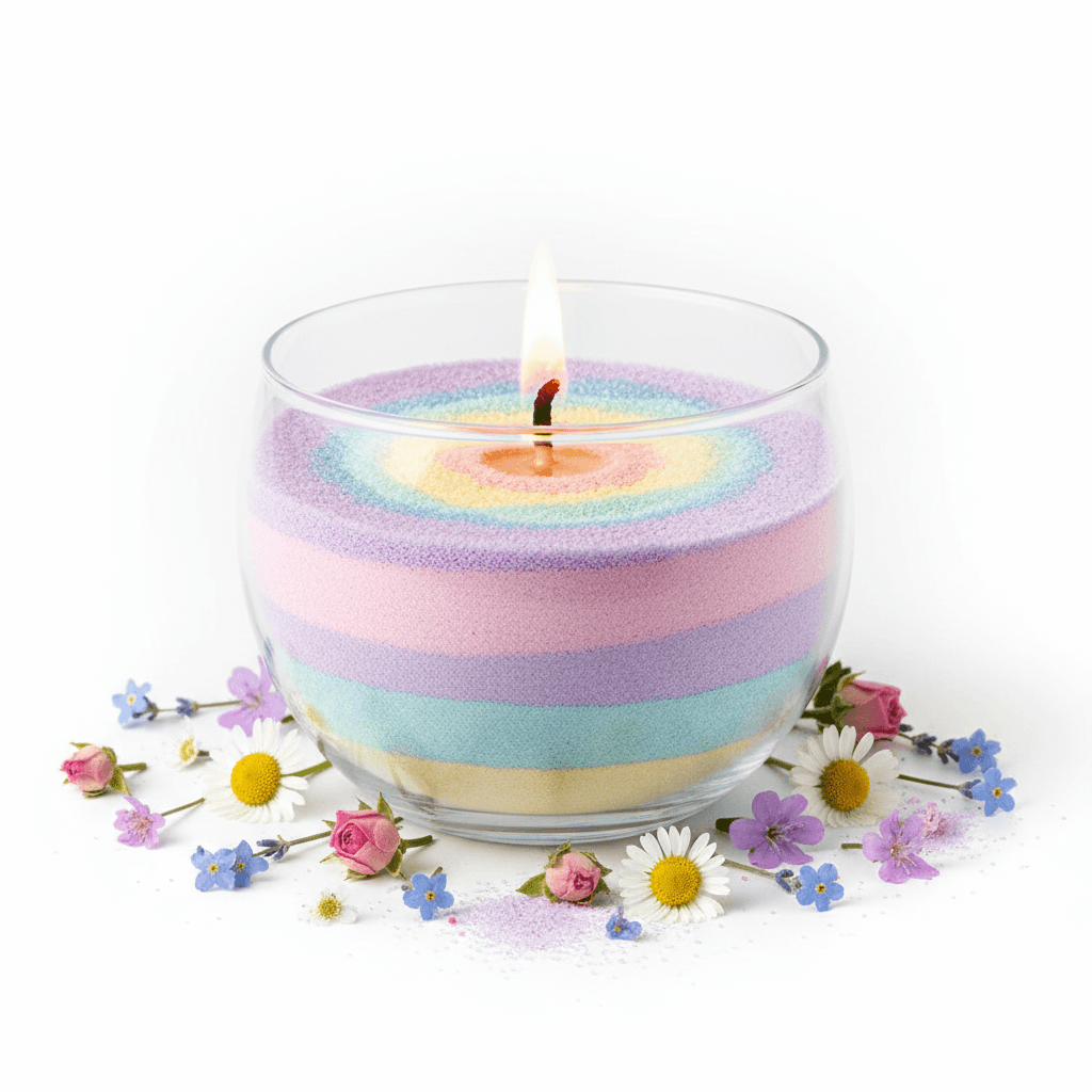 flower meadow candle sand