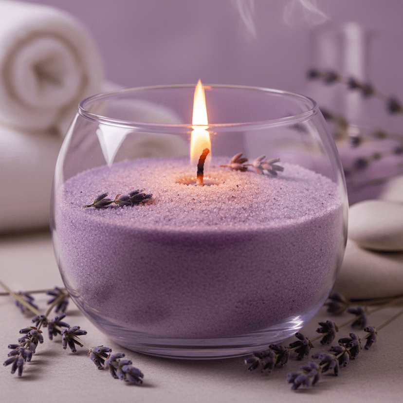 lavender scented candle sand