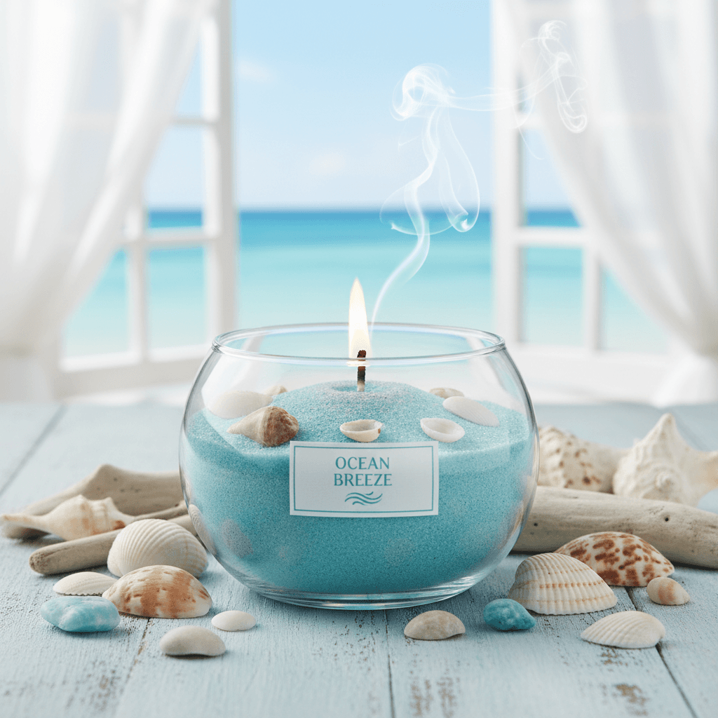 ocean breeze scented candle sand